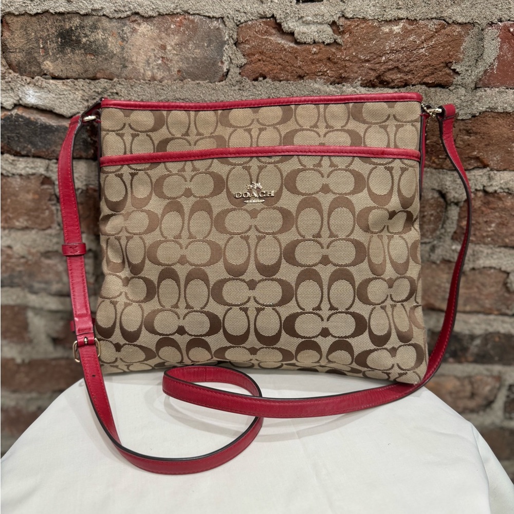 Coach Brown and Red Crossbody Bag